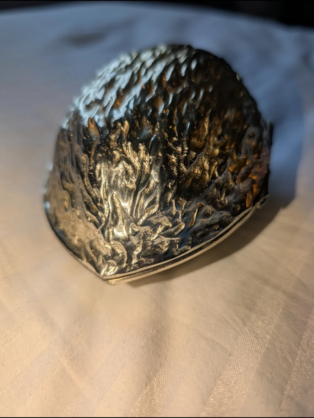 Mid-Century Italian Cast Aluminum Walnut Trinket Box for Saks Fifth Avenue
